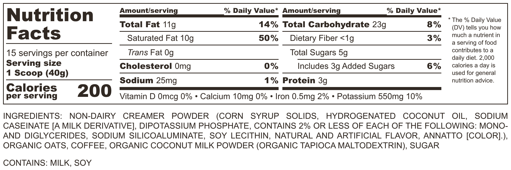 Classic Caff&egrave; Latte with oat milk nutrition facts and ingredients